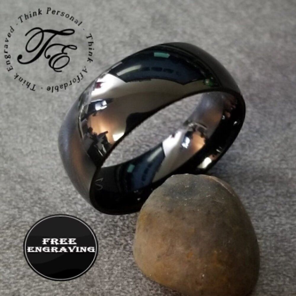 Personalized Engraved Men's Black Wedding Ring - Black Wedding Ring For Guys